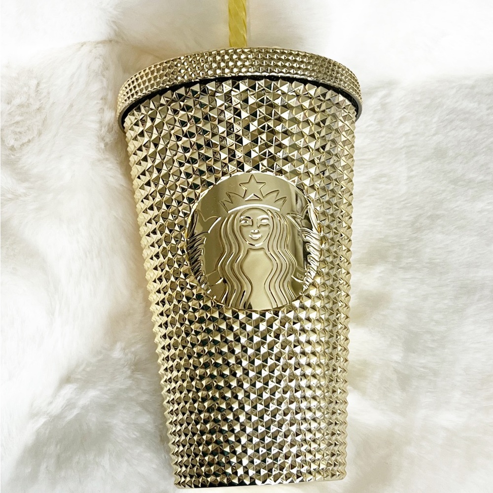 Starbucks Gold Studded 16oz Grande Tumbler with Straw- NWT Christmas 2022